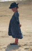 Peder Severin Kroyer Little girl standing on Skagen's southern Beach oil on canvas